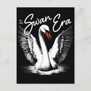 Vintage Swan Ära White Print Feiertagspostkarte