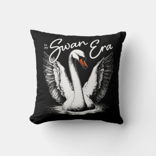Vintage Swan Ära White Print Kissen