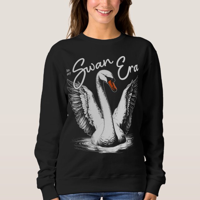 Vintage Swan Ära White Print Sweatshirt (Vorderseite)