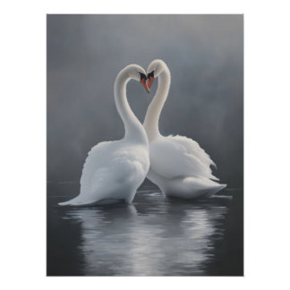 Vintage Swan Art Print Poster