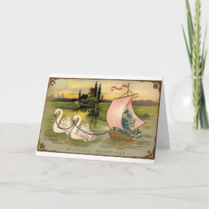 Vintage Swan Birthday Card Karte