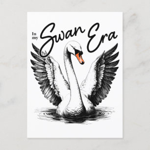 Vintage Swan Era Black Print Feiertagspostkarte