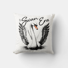 Vintage Swan Era Black Print Kissen