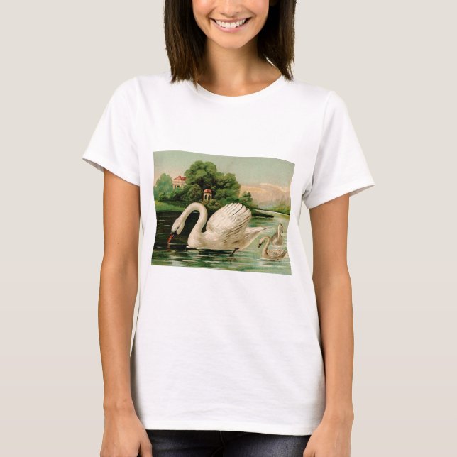 Vintage Swan im Lake T-Shirt (Vorderseite)