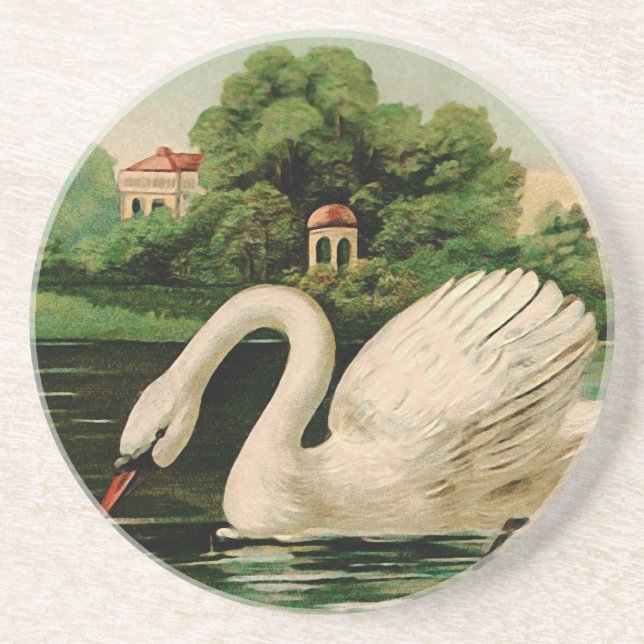 Vintage Swan im Lake Untersetzer (Vorne)