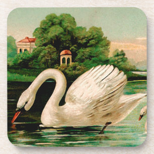 Vintage Swan im Lake Untersetzer