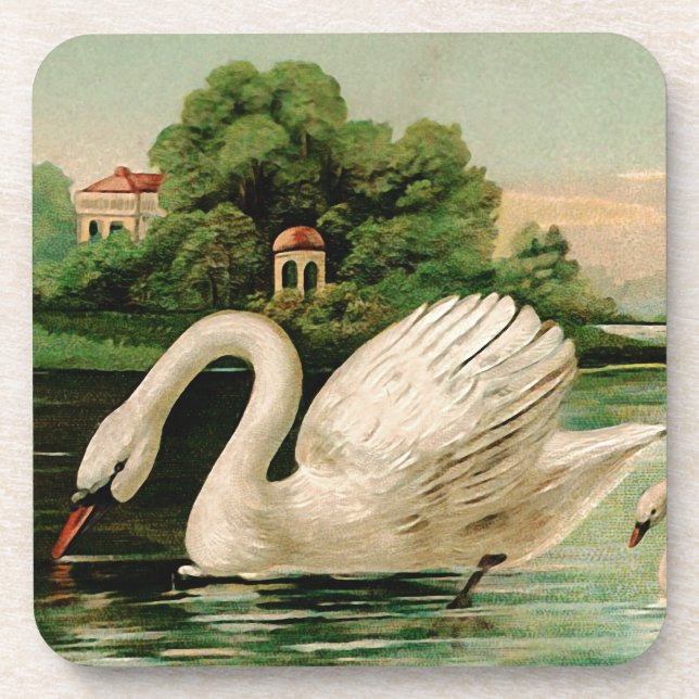 Vintage Swan im Lake Untersetzer (Vorderseite)