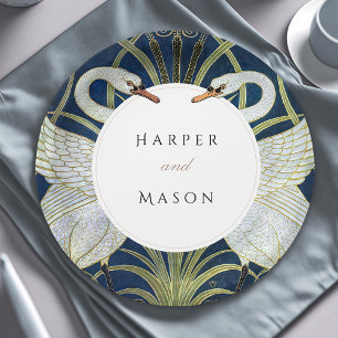 Vintage Swan-Liebe Hochzeit Pappteller