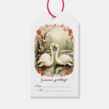 Vintage Swans Weihnachtsgeschenk-Tag