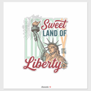 Vintage Sweet Land of Liberty Patriotisches T-Shir Aufkleber