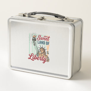 Vintage Sweet Land of Liberty Patriotisches T-Shir Metall Brotdose