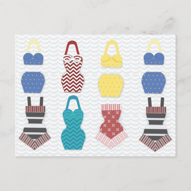 Vintage Swimsuits Postkarte (Vorderseite)