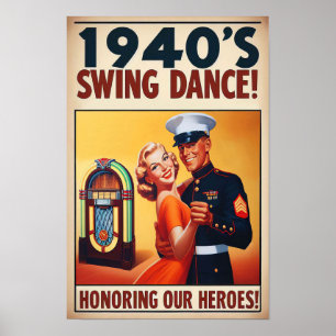 Vintage Swing Dance Hommage an den Militärdienst Poster