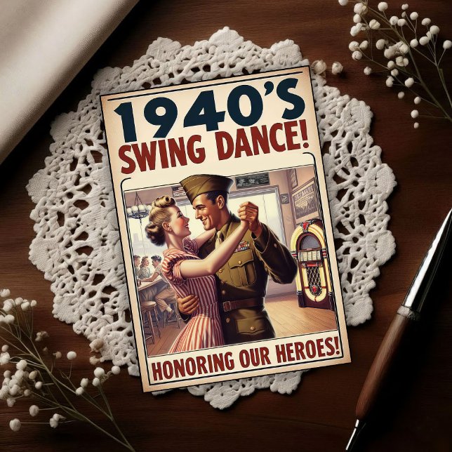 Vintage Swing Dance Salute to Military Service  Postkarte (Von Creator hochgeladen)
