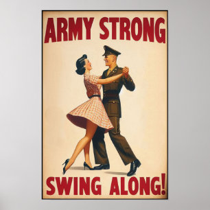 Vintage-Swing-Tanz-Gruß an den Militärdienst Poster