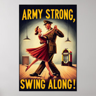 Vintage-Swing-Tanz-Gruß an den Militärdienst Poster