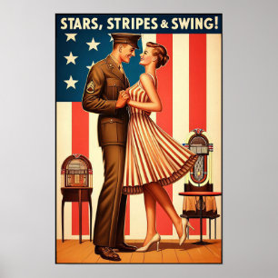 Vintage-Swing-Tanz-Gruß an den Militärdienst Poster