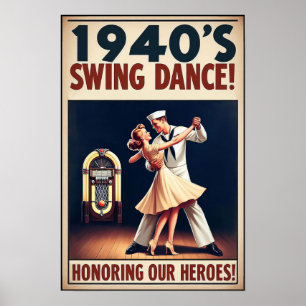 Vintage-Swing-Tanz-Salut an den Dienst Poster