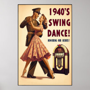 Vintage-Swing-Tanz-Salut an den Militärdienst Poster