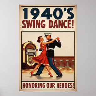 Vintage-Swing-Tanz-Salut an den Militärdienst Poster