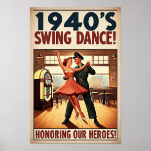 Vintage-Swing-Tanz-Salut an den Militärdienst Poster