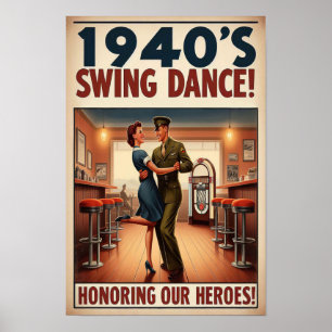 Vintage-Swing-Tanz-Salut an den Militärdienst Poster