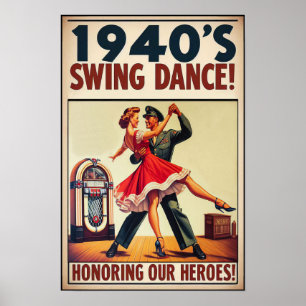 Vintage-Swing-Tanz-Salut an den Militärdienst Poster
