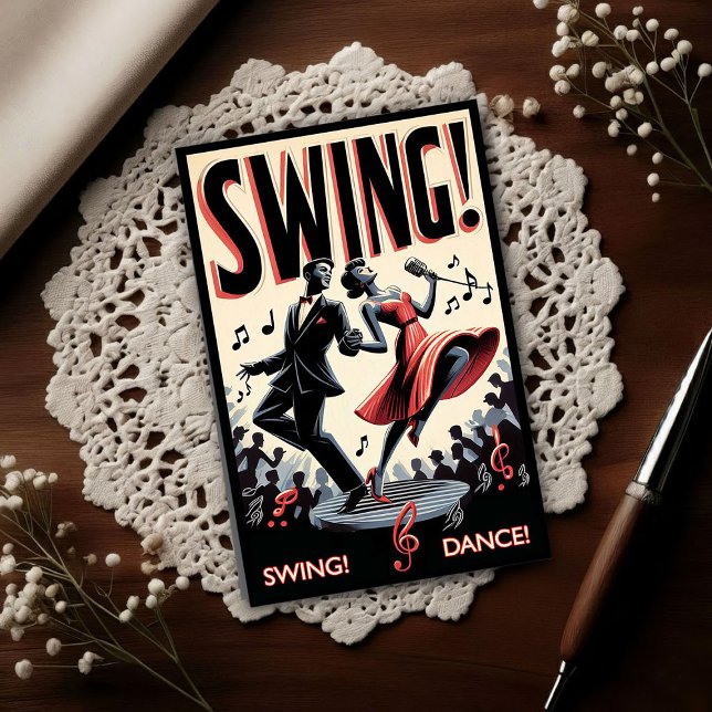 Vintage-Swing-Tanzabend Postkarte (Von Creator hochgeladen)