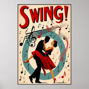 Vintage-Swing-Tanzabendplakat Poster