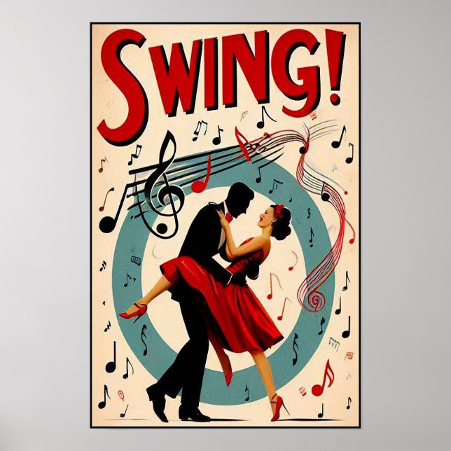 Vintage-Swing-Tanzabendplakat Poster (Vorne)