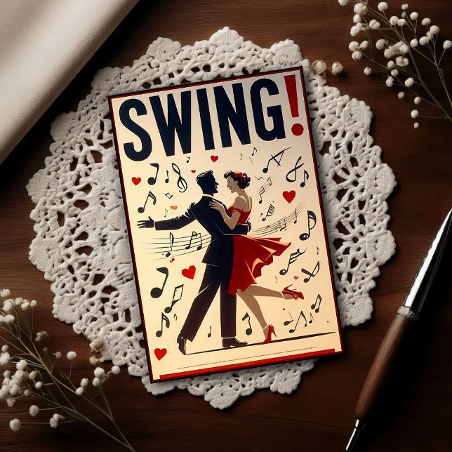Vintage-Swing-Tanzabendplakat Postkarte (Von Creator hochgeladen)