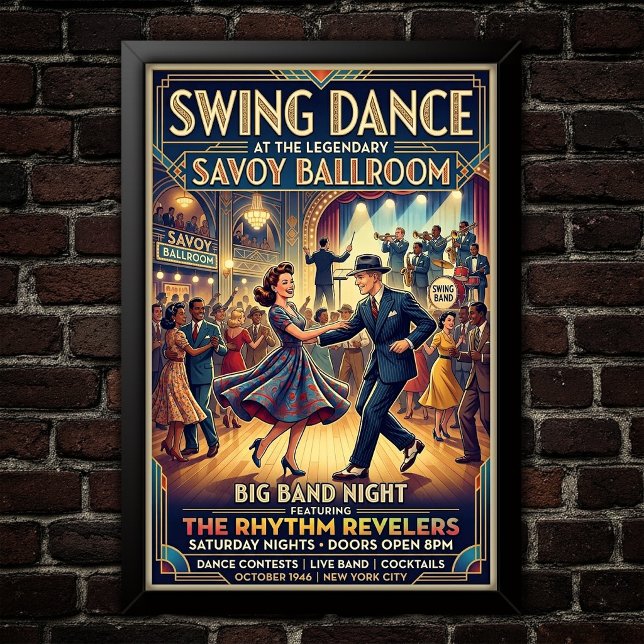 Vintage-Swing-Tanzposter Poster (Von Creator hochgeladen)