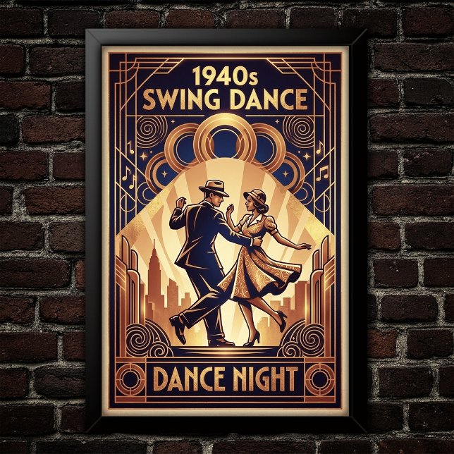 Vintage-Swing-Tanzposter Poster (Von Creator hochgeladen)