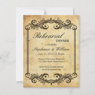 Vintage Swirl Rehearsal Dinner Invitation Einladung