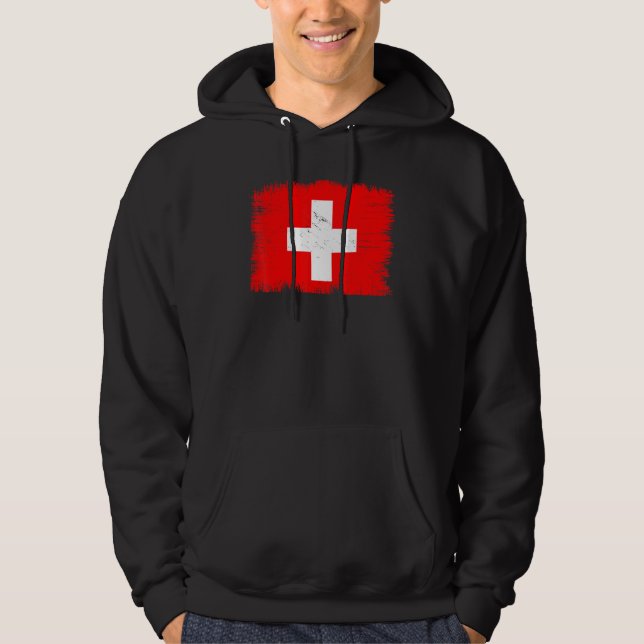 Vintage Switzerland Flag Swiss Independence Day Hoodie (Vorderseite)