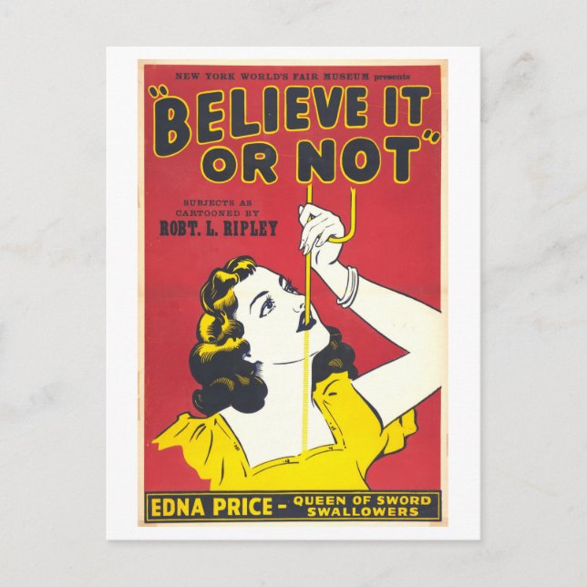 Vintage Sword-Swallowation-Werbung Postkarte (Vorderseite)
