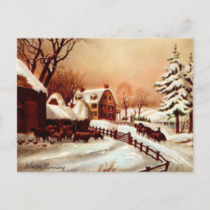 Vintage Szene des ländlichen Winters aus den 1930e Postkarte