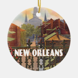 Vintage Szene New Orleans Keramik Ornament