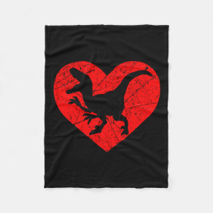 Vintage T Rex Dinosaur Liebhaber Herz Liebe Valent Fleecedecke