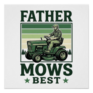 Vintage-T-Shirt-Design für Rasenmäher Papa mäht am Poster