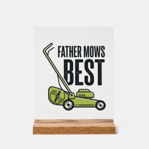 Vintage-T-Shirt-Design für Rasenmäher: Vater mäht Acrylschild