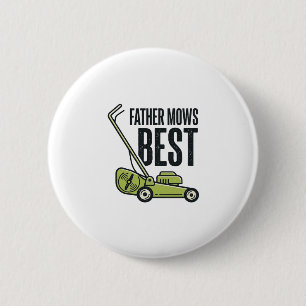 Vintage-T-Shirt-Design für Rasenmäher: Vater mäht Button