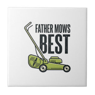 Vintage-T-Shirt-Design für Rasenmäher: Vater mäht Fliese