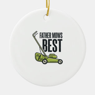Vintage-T-Shirt-Design für Rasenmäher: Vater mäht  Keramik Ornament