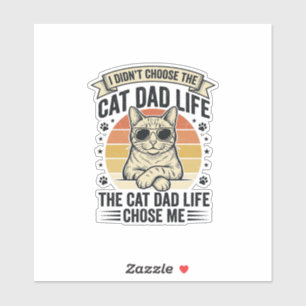 Vintage-T-Shirt-Design mit Katzen-Vater-Leben-Grav Aufkleber