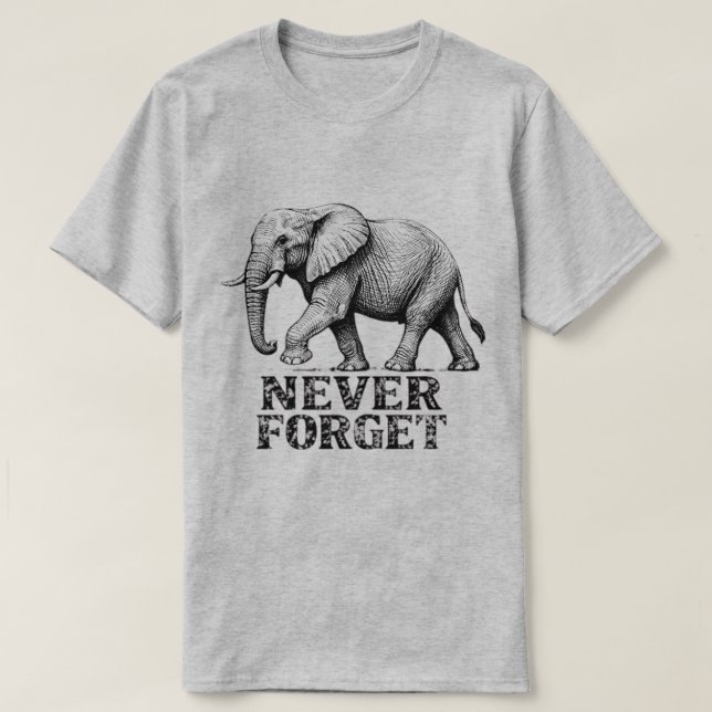 Vintage-T-Shirt mit Grafik: Elefant vergisst nie T-Shirt (Design vorne)