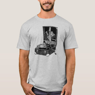 Vintage T-Shirt mit graviertem Grammophon