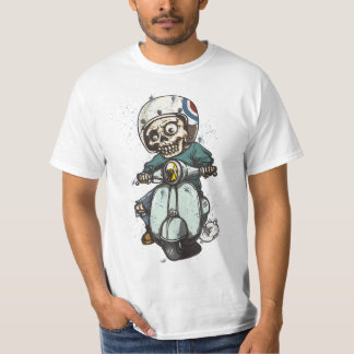 Vintage-T-Shirt mit Totenkopf-Motorroller-Grafik T-Shirt