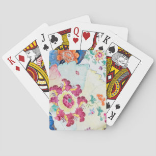 vintage Tabakblatt blau weiß rosa grün floral Spielkarten