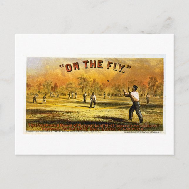Vintage Tabakwerbung "on the Fly" 1867 Postkarte (Vorderseite)